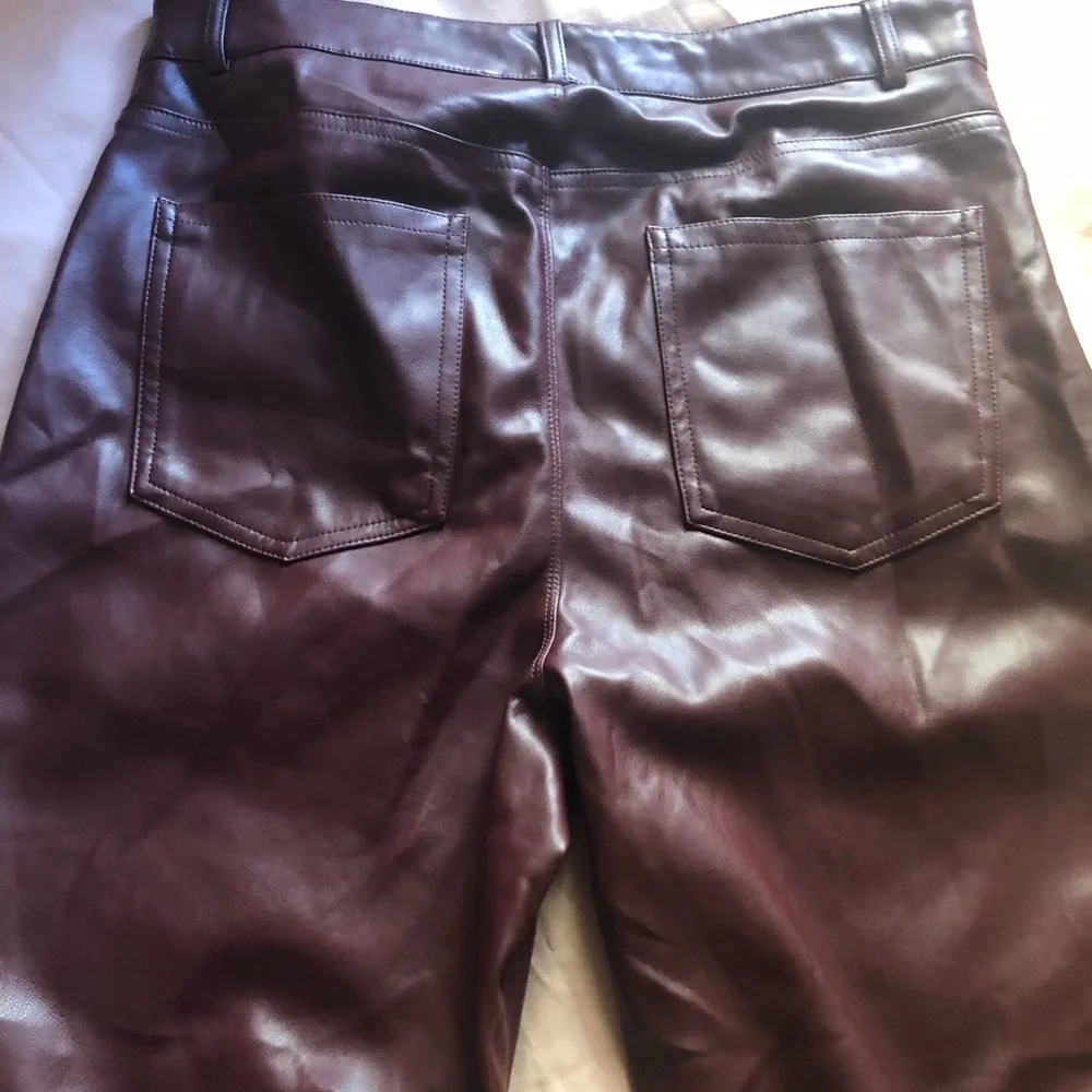 Size 14 Dynamite Vegan Leather Burgundy Pants NWT - Picture 3 of 4
